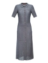 ANDREEVA MAXI GREY DRESS WITH PEARL BUTTONS