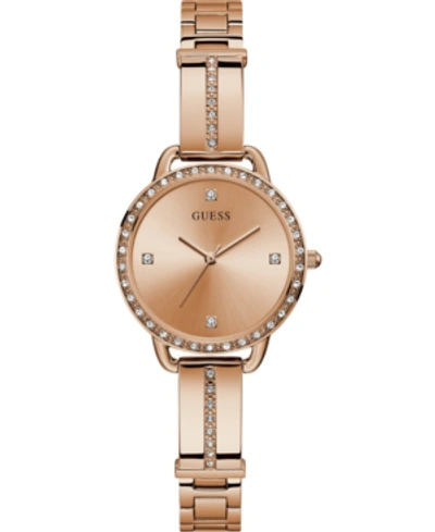 Guess Women's Rose Gold-tone Stainless Steel Semi-bangle Bracelet Watch 30mm