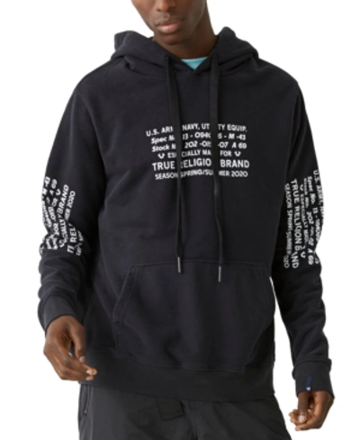 True Religion Relaxed-fit Logo-print Hoodie In Black