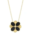 MARCO BICEGO Petali 18K Yellow Gold, Black Enamel & Diamond Small Flower Pendant Necklace