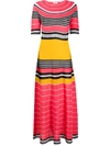 Lanvin Striped Knitted Long Dress In Pink