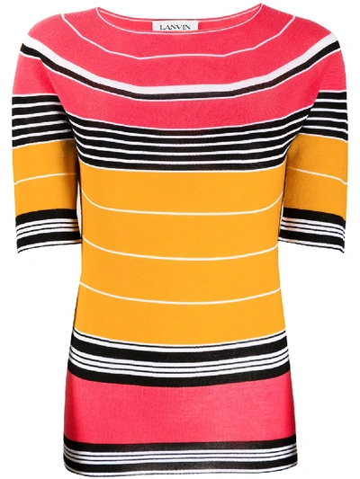Lanvin Striped Knitted Top In Pink