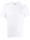 Ami Alexandre Mattiussi De Coeur Embroidered Branding Regular-fit Stretch-organic Cotton T-shirt In White
