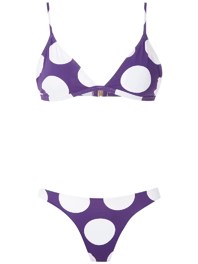 Brigitte Tati High Cut Leg Bikini Set In Purple