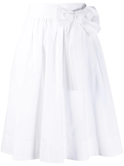 Steffen Schraut Bow Tie Midi Skirt In White