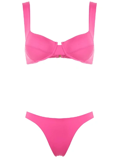 Brigitte High Cut Leg Bikini Set In Pink