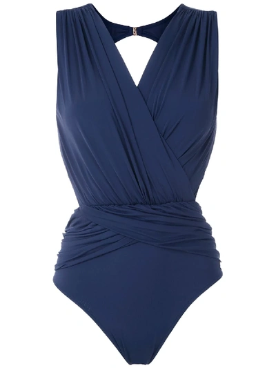 Brigitte Lumma Draped Swimsuit In Blue