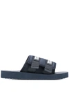 Versace Jeans Couture Logo Strap Slides In Blue