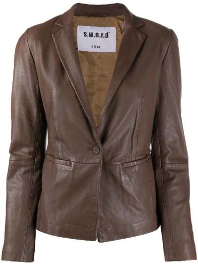 Sword 6.6.44 Impact Fitted Leather Jacket In Brown