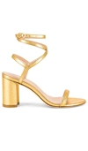 Stuart Weitzman Metallic Block Heel Sandals In Gold