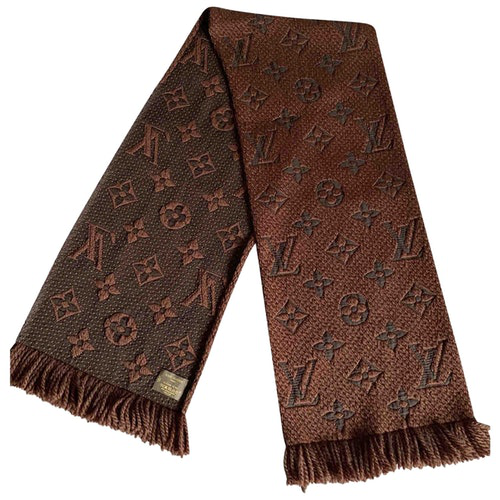 Pre-Owned Louis Vuitton Logomania Brown Wool Scarf | ModeSens