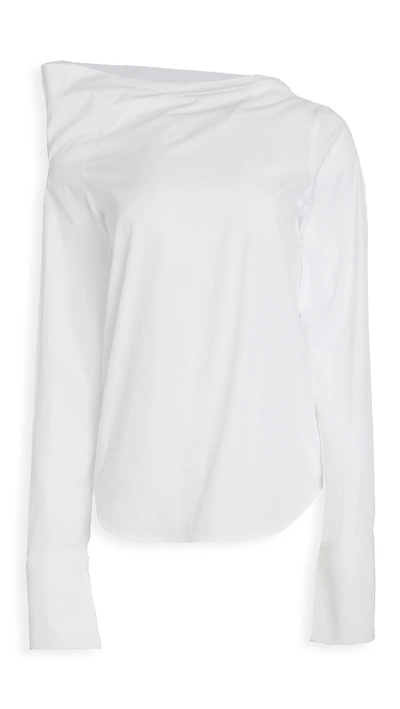 Anais Jourden Off Shoulder Poplin Top In White