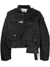 Heliot Emil Cropped Asymmetric Bomber Jacket In Black
