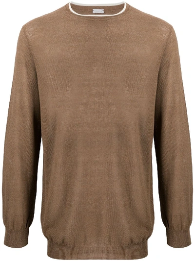 Caruso Long-sleeve Fitted Jumper In Brown