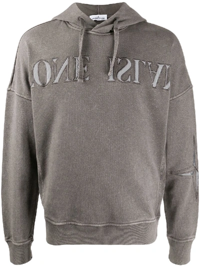 Stone Island Long Sleeve Acid Wash Hoodie In Grey