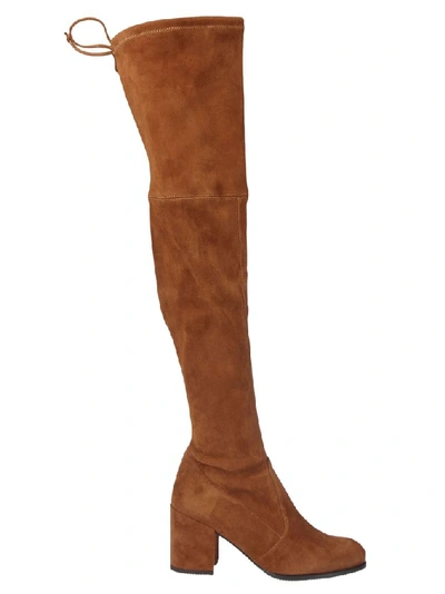 Stuart Weitzman 'tieland' Stretch Suede Thigh High Boots In Tan