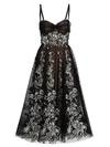 MARCHESA Floral-Embroidered Corset Cocktail Dress