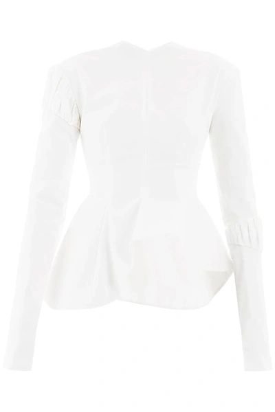 A.w.a.k.e. Peplum Top With Gathered Details On The Sleeves In White