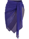 Fisico Sheer Tie Front Sarong In Blue