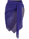 Fisico Cristina Ferrari Sheer Tie Front Sarong In Blue