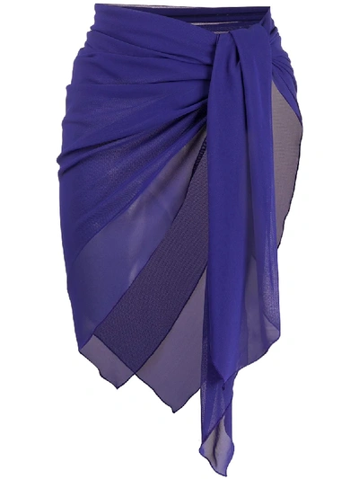 Fisico Cristina Ferrari Sheer Tie Front Sarong In Blue
