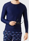 Vilebrequin Long-sleeve Turtle-accented Rash Guard Tee In Blue Marine