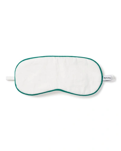 Petite Plume Kid's Contrast Piping Eye Mask In White With Green