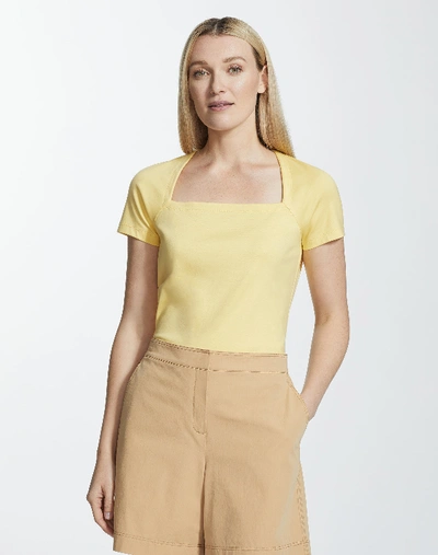 Lafayette 148 Plus-size Swiss Cotton Rib Corinne Top In Yellow