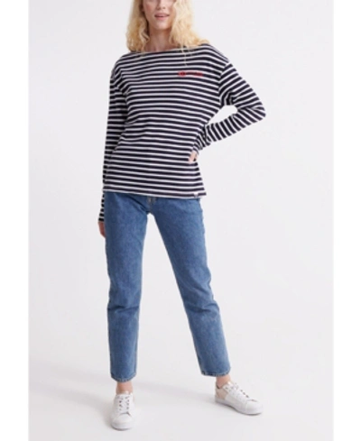 Superdry Blair Stripe Long-sleeved T-shirt In Dark Blue