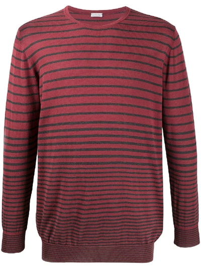 Caruso Striped Long-sleeve Jumper In Red