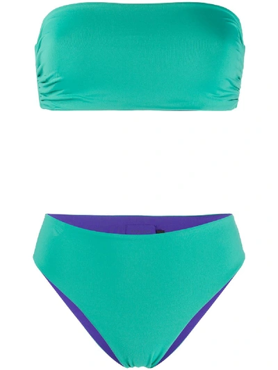 Fisico Reversible Bandeau Bikini In Green