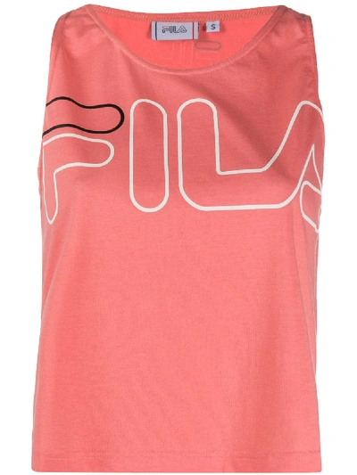 Fila Printed Logo Waistcoat Top In Pink
