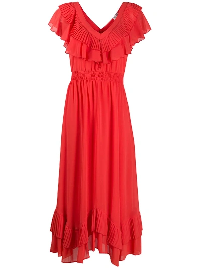 Liu •jo Ruffle Trim Dress In Red