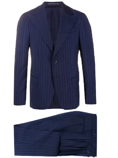 Bagnoli Sartoria Napoli Pinstripe Two-piece Formal Suit In Blue