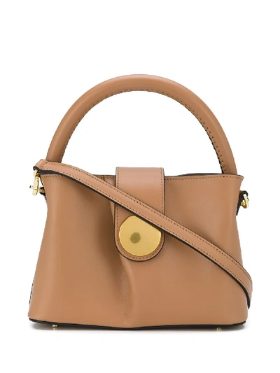 Elleme Malette Camel Leather Cross-body Bag In Brown