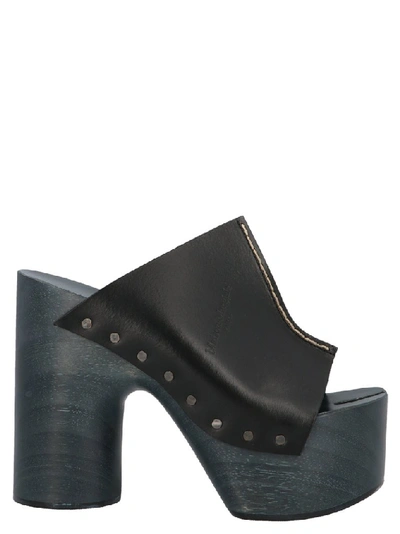 Maison Margiela Logo Stamped Platform Sandals In Black