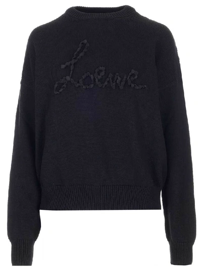 Loewe Cotton Crew-neck Sweater In Black