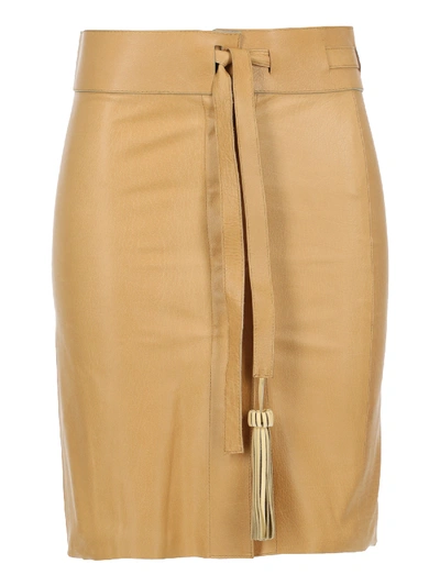 Pre-owned Fendi Midi Skirt In Camel Color
