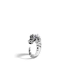 John Hardy Brushed Sterling Silver Naga Ring With Black Sapphire, Black Spinel And Blue Sapphire Eyes In Treated Black Sapphire