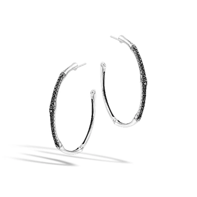 John Hardy Bamboo Large Hoop Earring In Treated Black Sapphire
