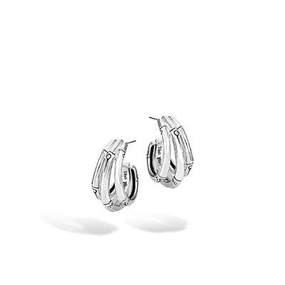 John Hardy Bamboo Silver Small J Hoop Earrings In Silver-tone