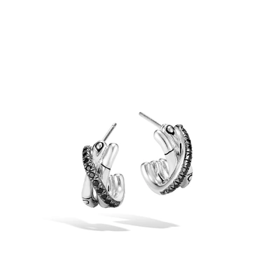 John Hardy Bamboo J Hoop Earring In Black Spinel