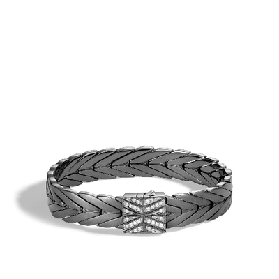 John Hardy Modern Chain Medium Bracelet With Diamond Pave Clasp In White Diamond