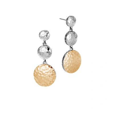 John Hardy Dot Triple Drop Earring In Sterling Silver/yellow Gold