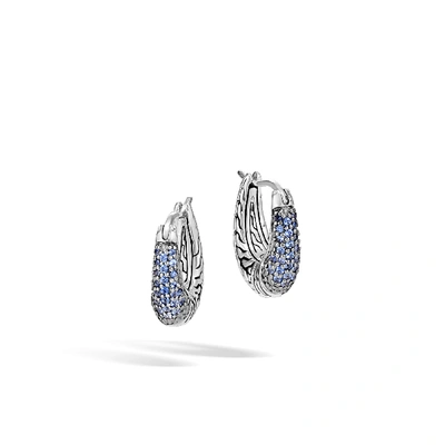 John Hardy Carved Chain Pavé Hoop Earring Ebs900434blsbn In Black Spinel