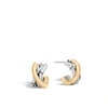 John Hardy Brushed 18k Yellow Gold And Sterling Silver Bamboo J Hoop Earrings In Sterling Silver/yellow Gold