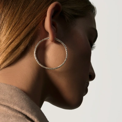 John Hardy Carved Chain Large Hoop Earring In Silver