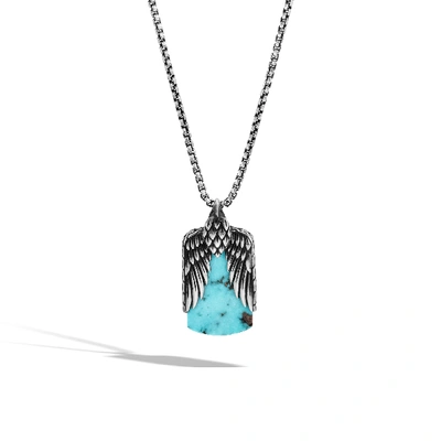 John Hardy 'legends Eagle' Turquoise Pyrite Silver Pendant Necklace In Turquoise With Pyrite