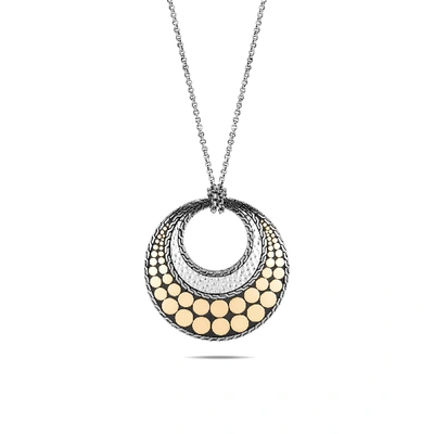 John Hardy Sterling Silver & 18k Yellow Gold Dot Round Pendant Necklace, 32