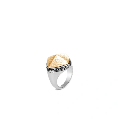 John Hardy Classic Chain Hammered Two-tone Sugarloaf Ring In Multicolor